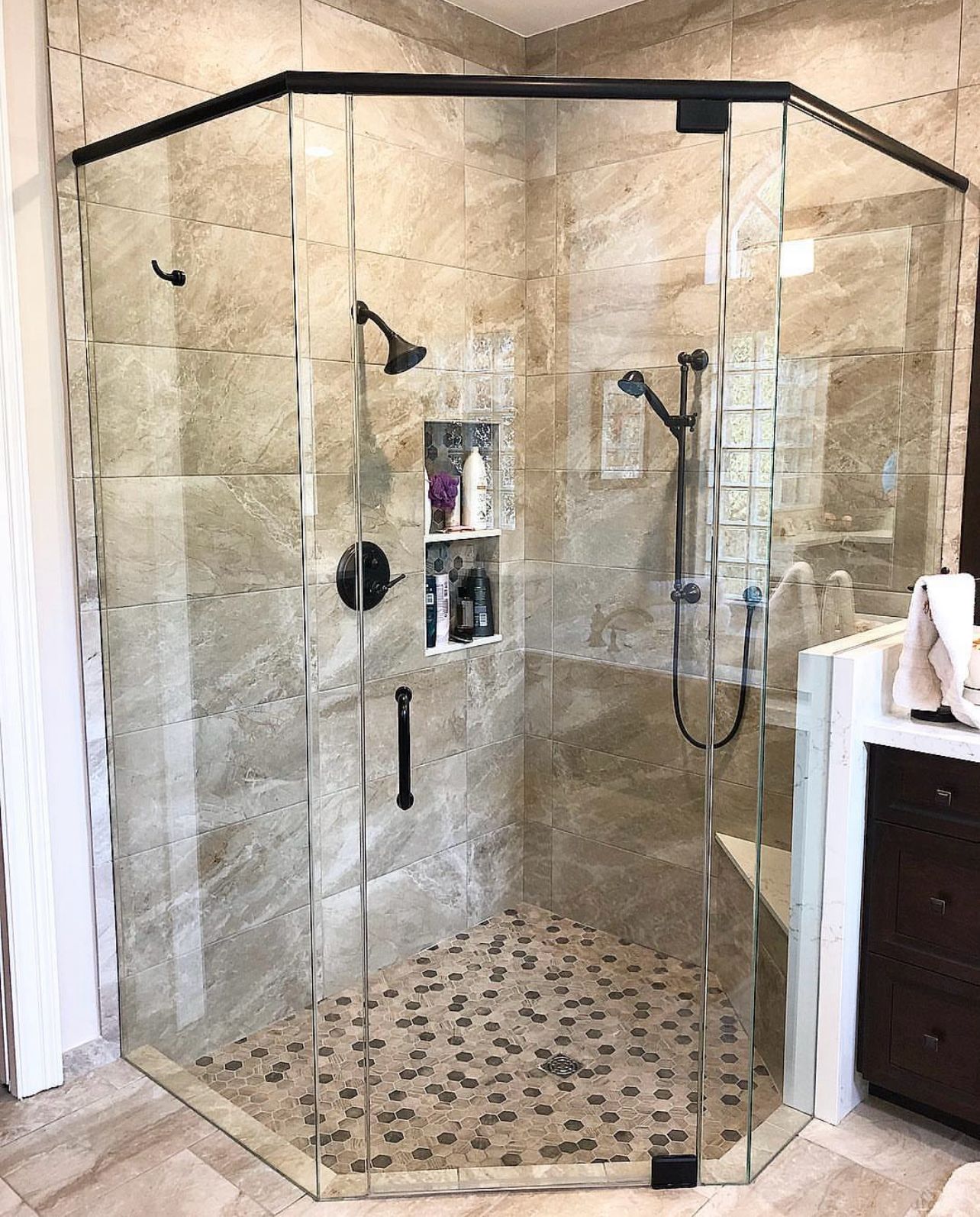 Neo-angle shower door hardware top bar chrome Miami